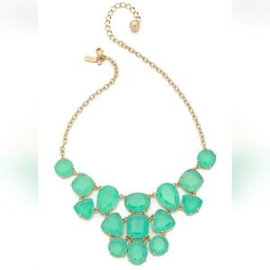 KATE SPADE NY Vegas Jewels Elegant Mint Green and Gold Statement Bib Necklace…